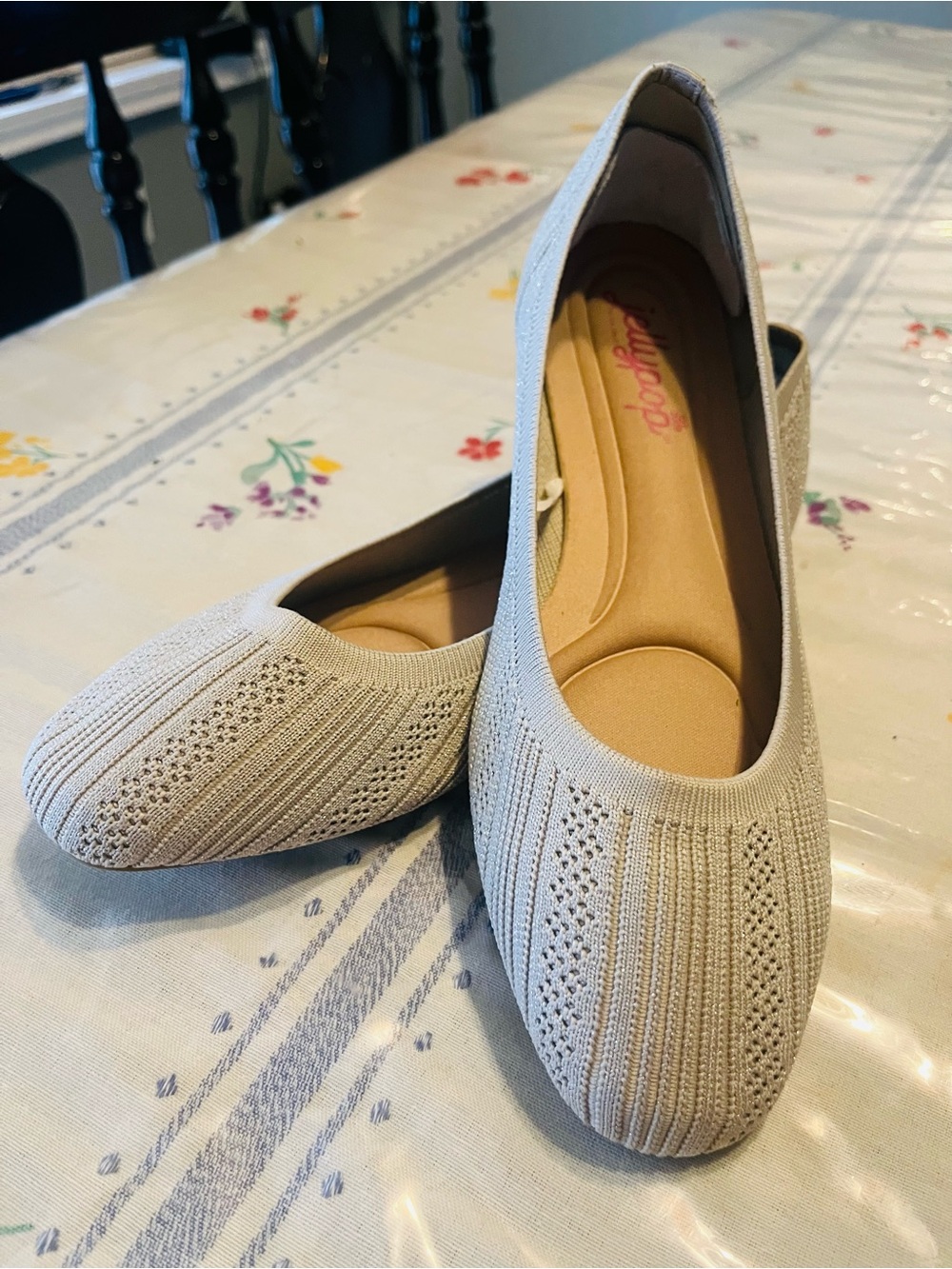 Women's Knit Ballet Flats in Light Beige glittery jellypops size 8.5 W